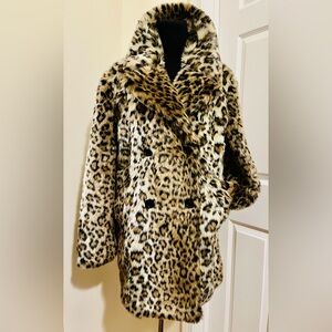 Joie Leopard Print Faux Fur Coat